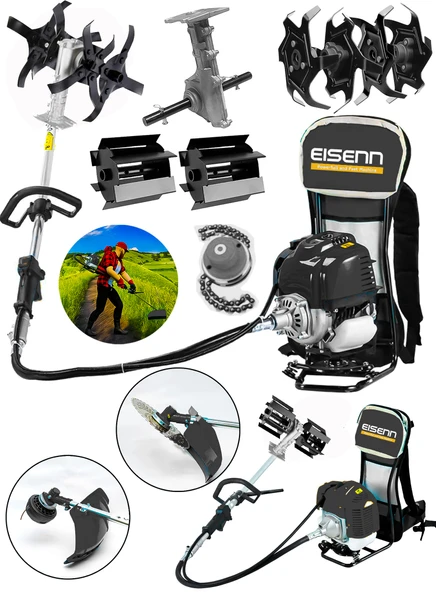 Eisenn Germany Janker Tarla Seti 20 Hp Sırt Tırpan + Toprak Eşeleme + Akrobat Çapa Aparatı