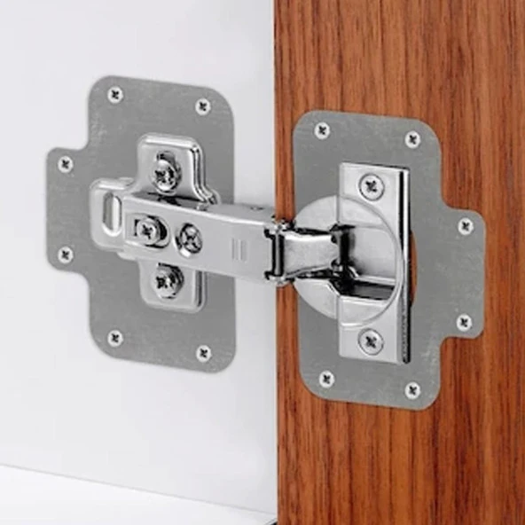 Dolap Kapak Taş Menteşe Tamir Sacı Pratik Onarım Kiti Krom Metal Yuva Tablası 6.5 x 9 cm (2 ADET) - 6