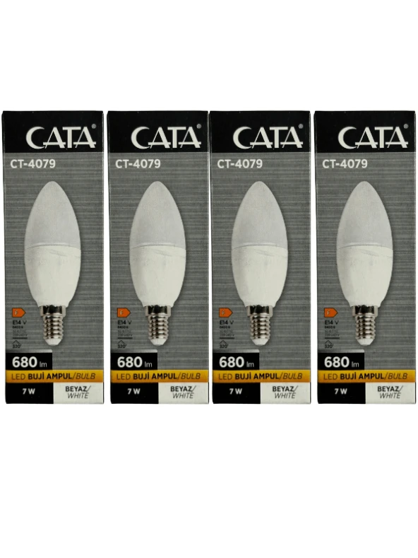 Cata CT-4079 7W 6400K (Beyaz Işık) E14 Duylu Led Buji Ampul (4 Adet)