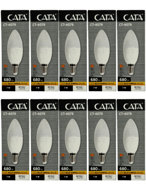 Cata CT-4079 7W 6400K (Beyaz Işık) E14 Duylu Led Buji Ampul (10 Adet)