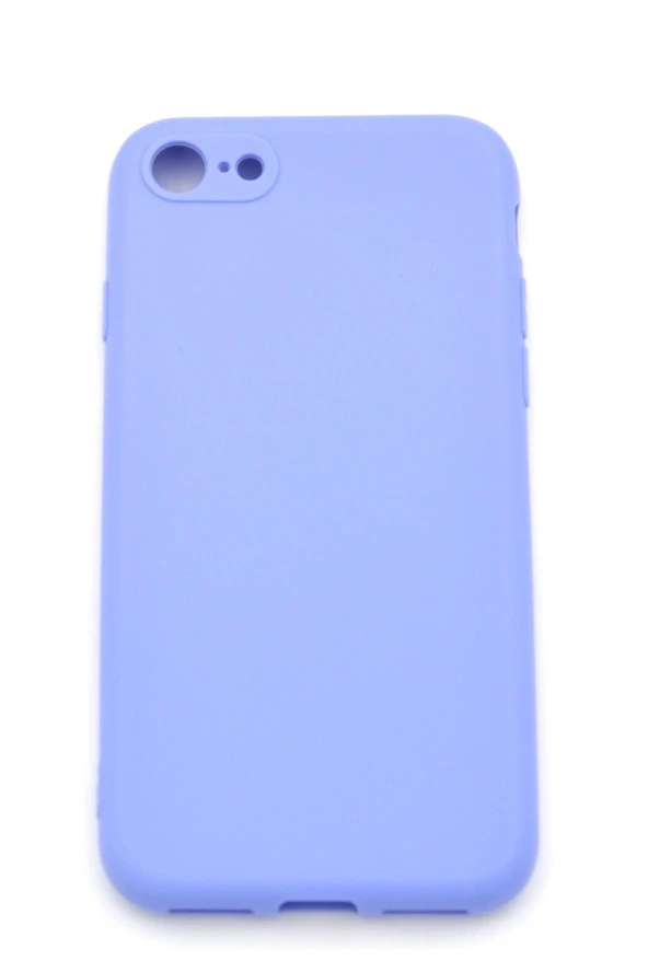 iPhone 7 / 8 Uyumlu Düz Renk Esnek Yumuşak Silikon Kılıf  Rubber Açık Mor - Resim 2