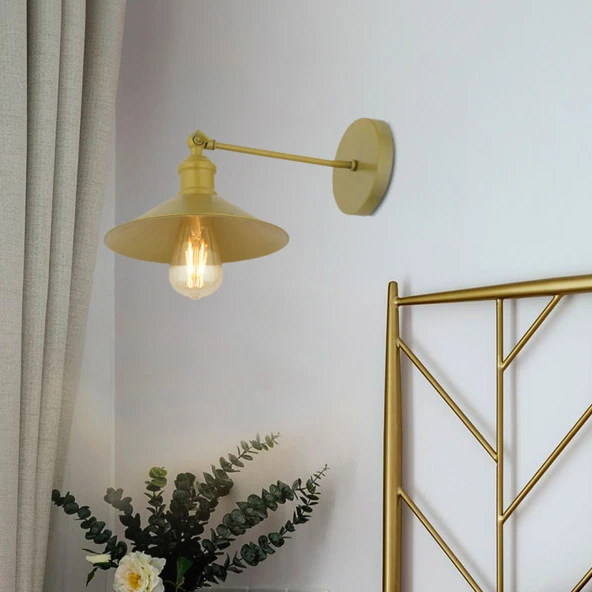 Apliqa Yekta Gold Duvar Lambası Yatak Odası-Yatak Başı-Banyo İçin Modern Aplik