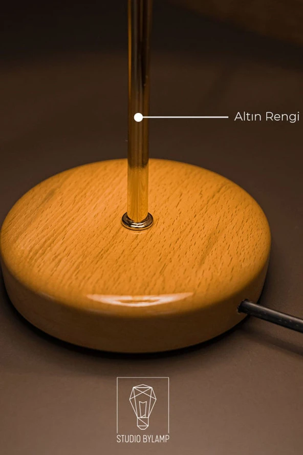BY-LAMP Abajur Masa Lambası Yatak Odası Gece Lambası Siyah Şapka Metal Gold Gövde Abajur - 3