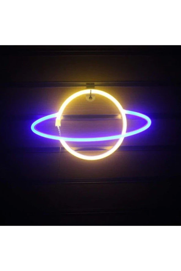 BY-LAMP Satürn Neon Led Gece Lambaı Gezegenler Satürn Hediye Led Lamba