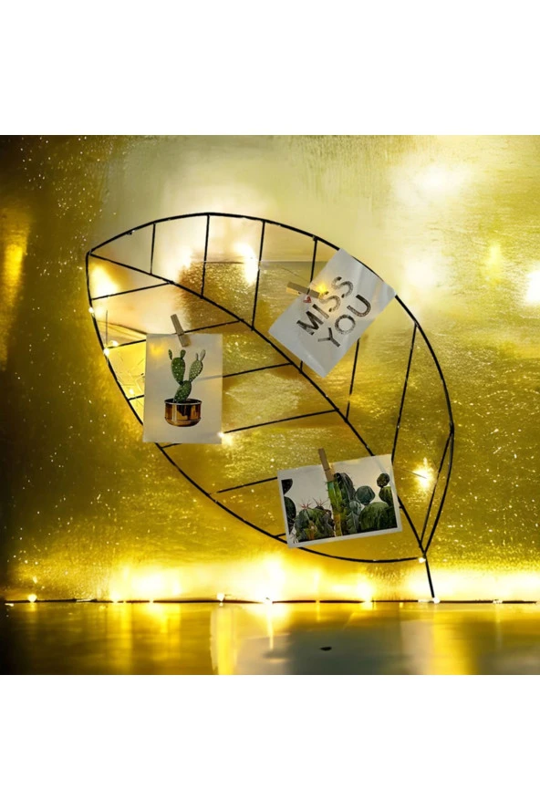 BY-LAMP Işıklı ve Mandallı Yaprak Tel Pano - 2