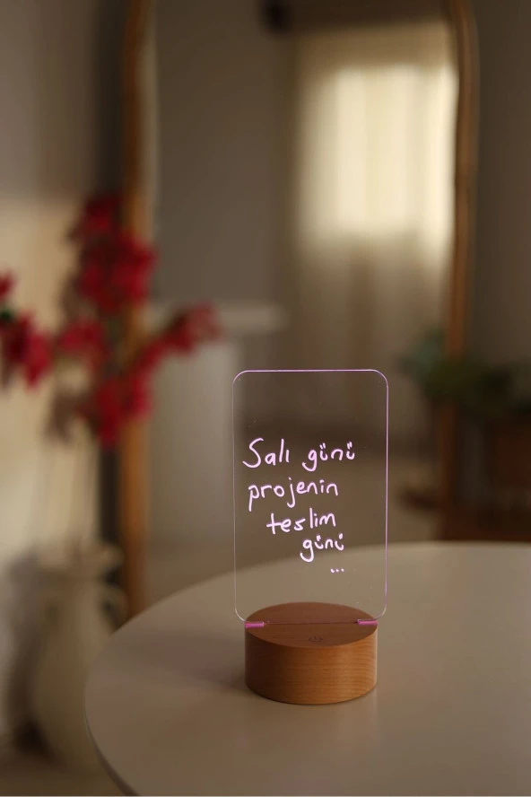 BY-LAMP Kalemli Yazılabilir 7 Renk Işıklı LED Mesaj Panosu Gece Lambası