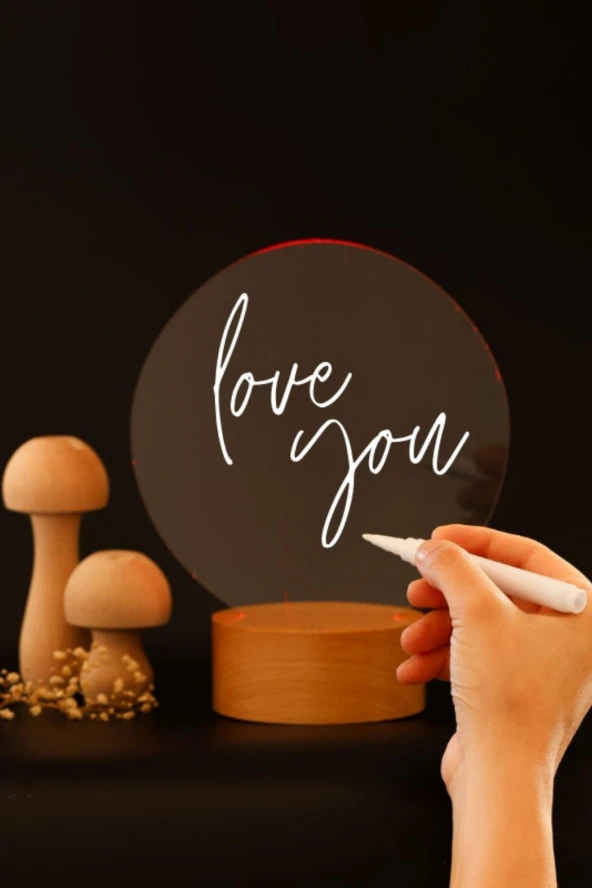 BY-LAMP Kalemli Yazılabilir 7 Renk Işıklı LED Mesaj Panosu Gece Lambası