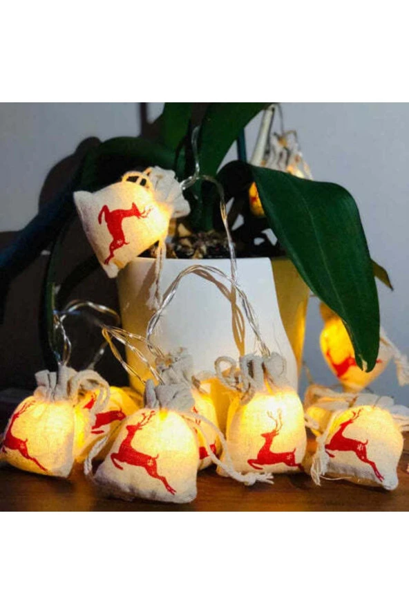 BY-LAMP New Year Yeni Yıl Hediyesi Geyik Figürlü Yılbaşı Çuvalı Işık Zinciri ürün görseli 1