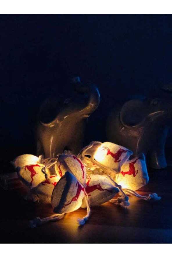 BY-LAMP New Year Yeni Yıl Hediyesi Geyik Figürlü Yılbaşı Çuvalı Işık Zinciri - Resim 2