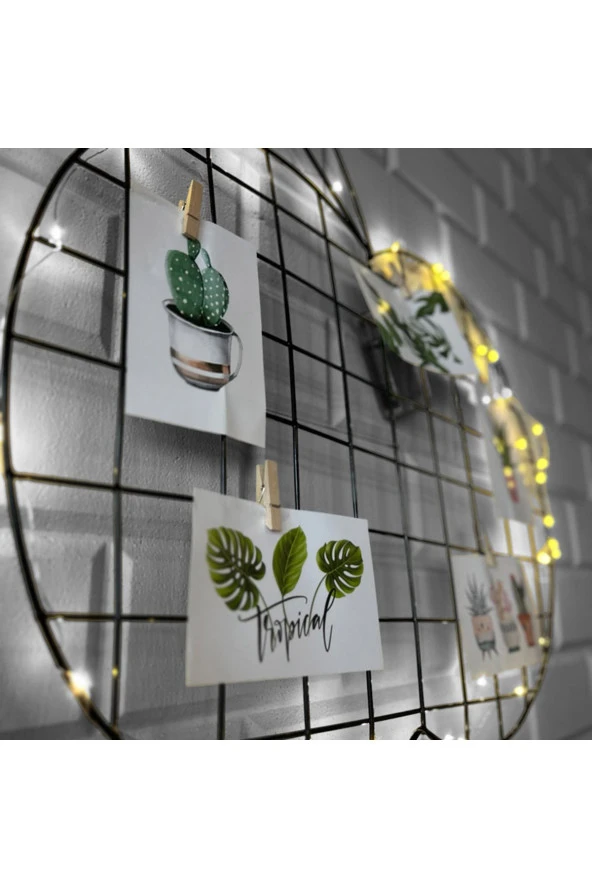 BY-LAMP Işıklı ve Mandallı Elma Siyah Tel Pano - 3