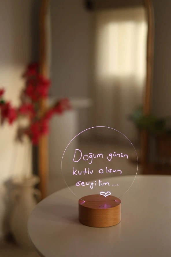 BY-LAMP Kalemli Yazılabilir 7 Renk Işıklı LED Mesaj Panosu Gece Lambası - Resim 2