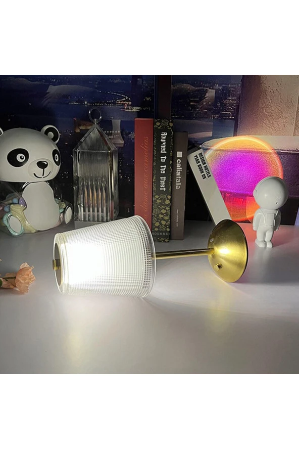 BY-LAMP Buzlu Cam Kristal Masa Lambası Dokunmatik 3 Işık Rengi Dim Edilebilir - 3