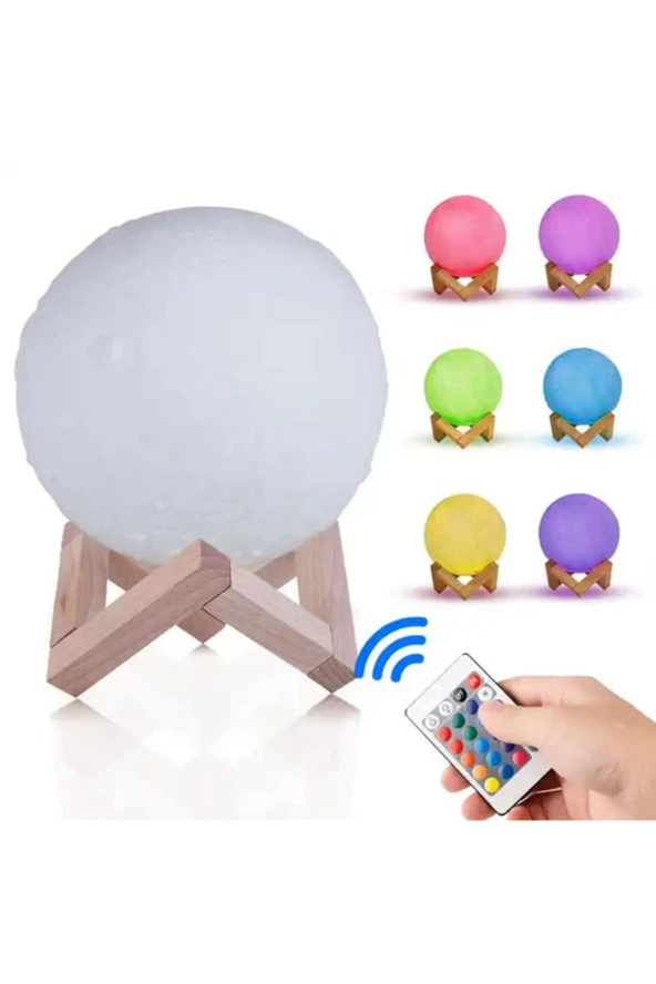 BY-LAMP Ay Gece Lambası 16 Renk Kumandalı 13 cm