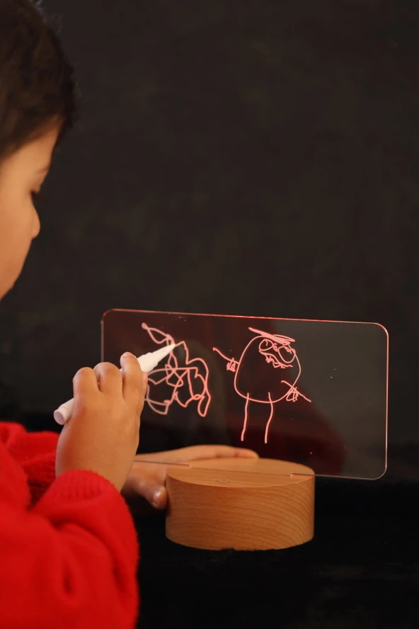 BY-LAMP Kalemli Yazılabilir 7 Renk Işıklı LED Mesaj Panosu Gece Lambası - Resim 4