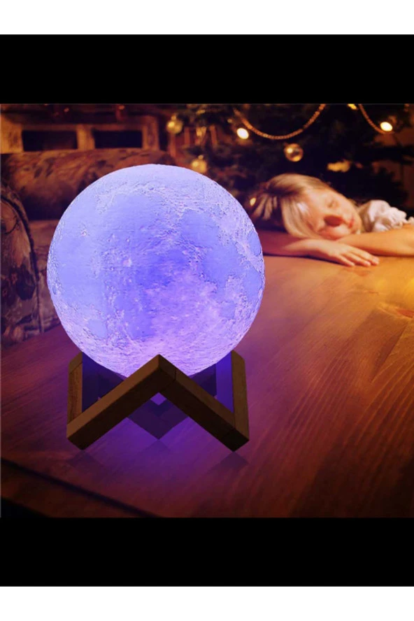 BY-LAMP Ay Gece Lambası 16 Renk Kumandalı 13 cm - Resim 4