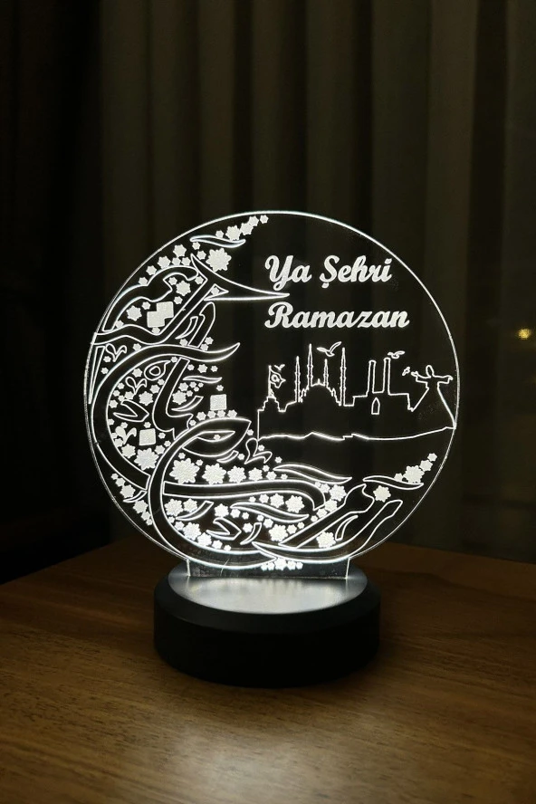 BY-LAMP Ya Şehr-i Ramazan Figürlü Dekoratif Hediye Led Masa Lambası - Pilli Taban