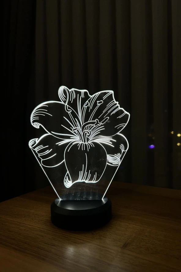 BY-LAMP Anneler Günü Hediyesi. Nilüfer Çiçeği Figürlü Led Masa Lambası - Antrasit