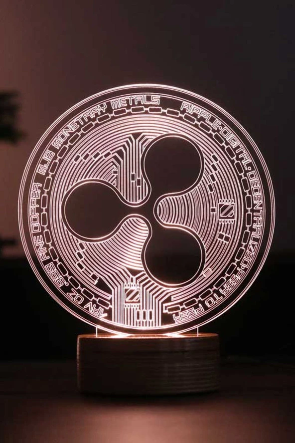 BY-LAMP Ripple Figürlü Dekoratif Hediye Led Masa Lambası | 7 Işık Rengi | Ahşap Taban ürün görseli 1