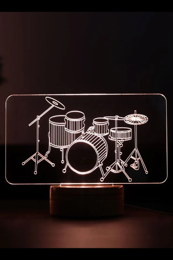 BY-LAMP Bateri Figürlü Dekoratif Hediye Led Masa Lambası | 7 Işık Rengi | Ahşap Taban ürün görseli 1