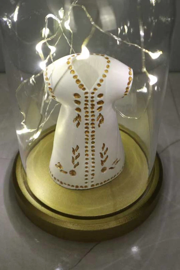 BY-LAMP Işıklı Fanus Led Lamba Gold Kaftan Hediye Fanus Lamba - Resim 3