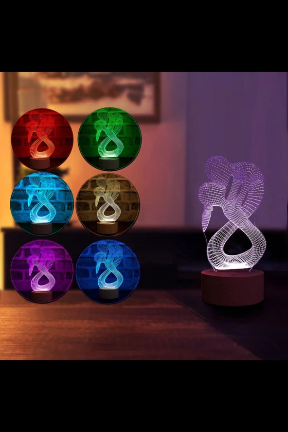 BY-LAMP Sevgiliye Özel Hediye Led Masa Lambası Sevgililer Günü Hediyesi Aşıklar 7 Farklı Işık Renkli - Resim 2