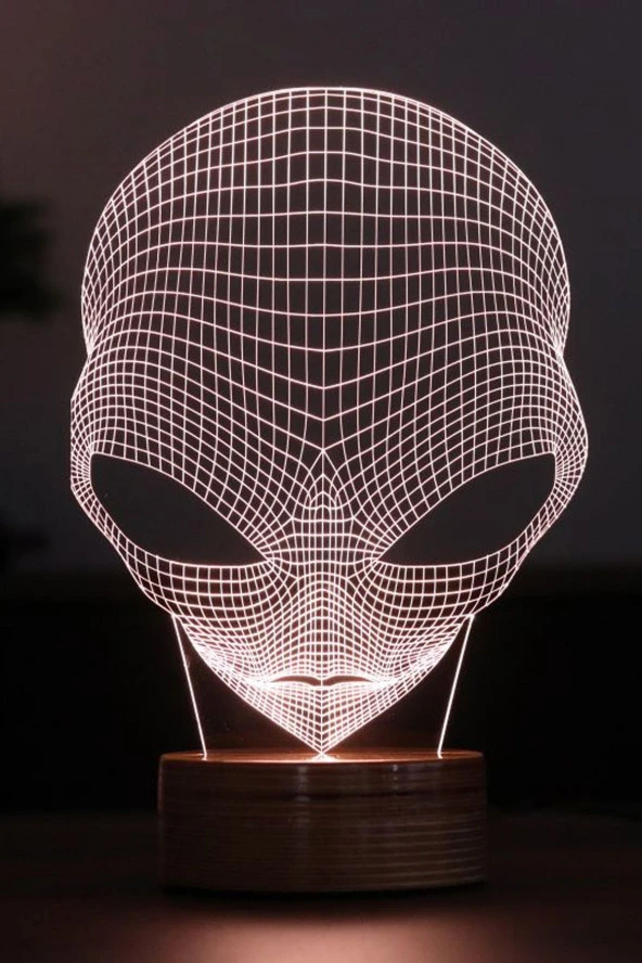 BY-LAMP Alien Led Masa Lambası Ahşap Taban 7 Farklı Işık Renkli ürün görseli 1