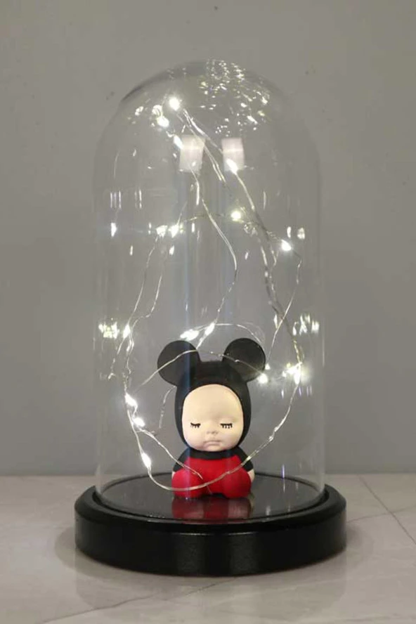 BY-LAMP Işıklı Led Fanus Lamba Mickey Mouse Çocuk Odası Hediyesi Gece Lambası ürün görseli 1