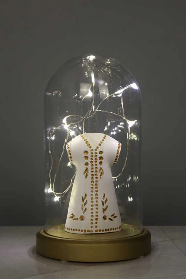 BY-LAMP Işıklı Fanus Led Lamba Gold Kaftan Hediye Fanus Lamba - Resim 2