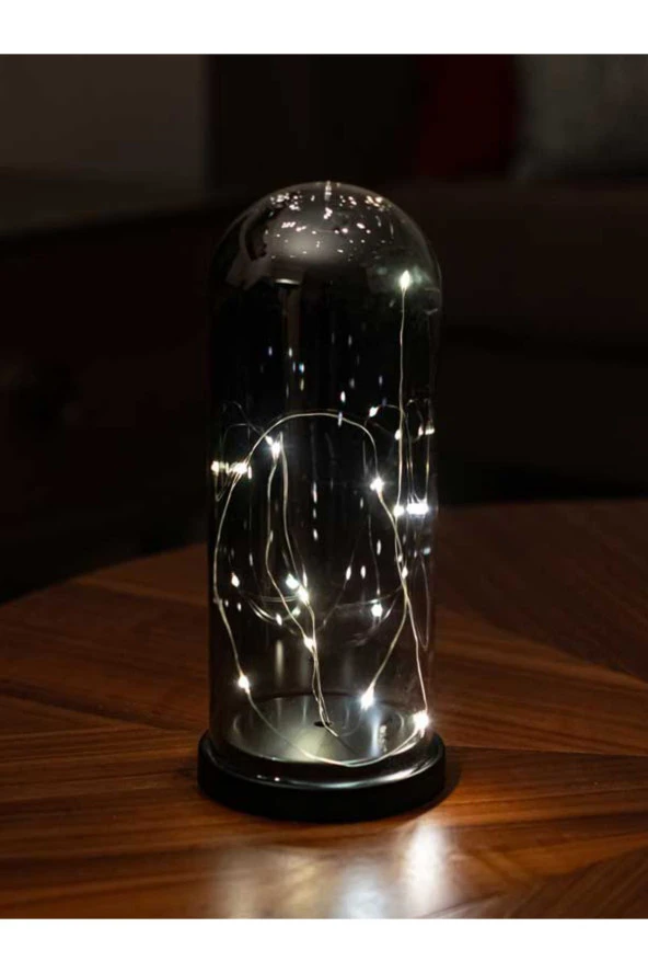 BY-LAMP Dekoratif Işıklı Füme Cam Rengi Fanus Lamba Yeni Yıl Hediyesi Gece Lambası - Resim 2