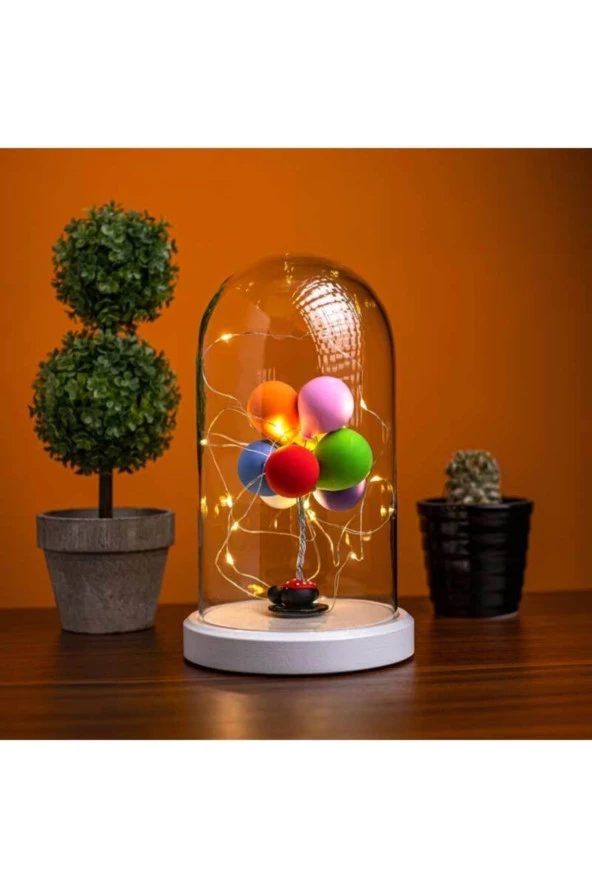 BY-LAMP Işıklı Fanus Renkli Balon Figürlü Lamba Çocuk Odası Hediyesi Gece Lambası