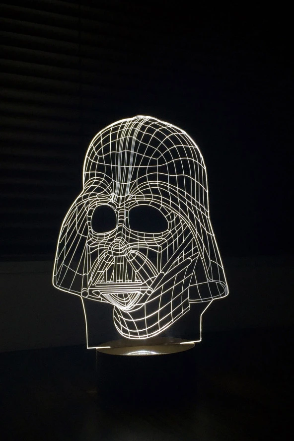 BY-LAMP Darth Vader Figürlü Dekoratif Hediye Led Masa Lambası | 7 Işık Rengi | Ahşap Taban