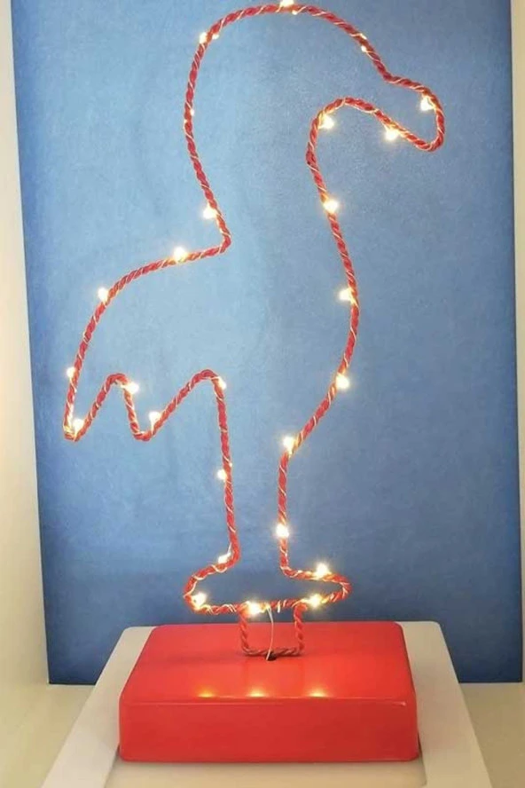 BY-LAMP Peri Ledli Metal Flamingo Masa Üstü Dekor