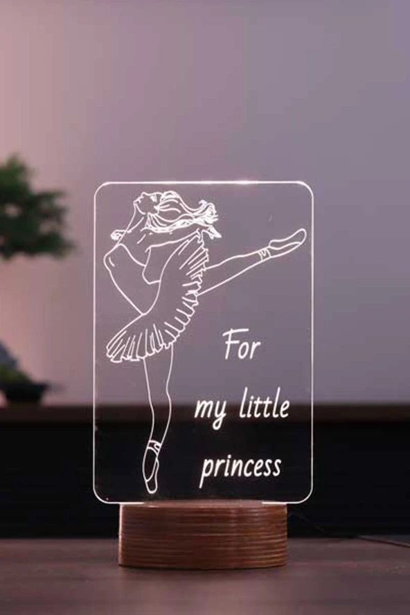 BY-LAMP Balerin Figürlü Dekoratif Hediye Led Masa Lambası | 7 Işık Rengi | Ahşap Taban ürün görseli 1