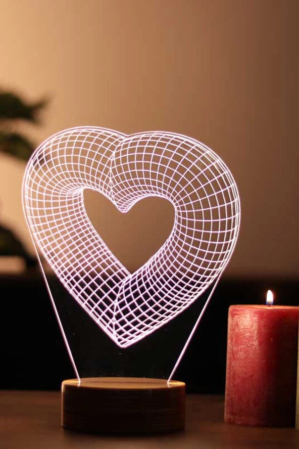 BY-LAMP Tek Kalpli Figürlü Dekoratif Hediye Led Masa Lambası | 7 Işık Rengi | Ahşap Taban