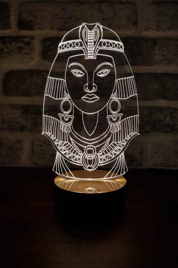 BY-LAMP Kleopatra Led Masa Lambası Ahşap Taban 7 Farklı Işık Renkli Gece Lambası Hediye Dekoratif Aydınlatma