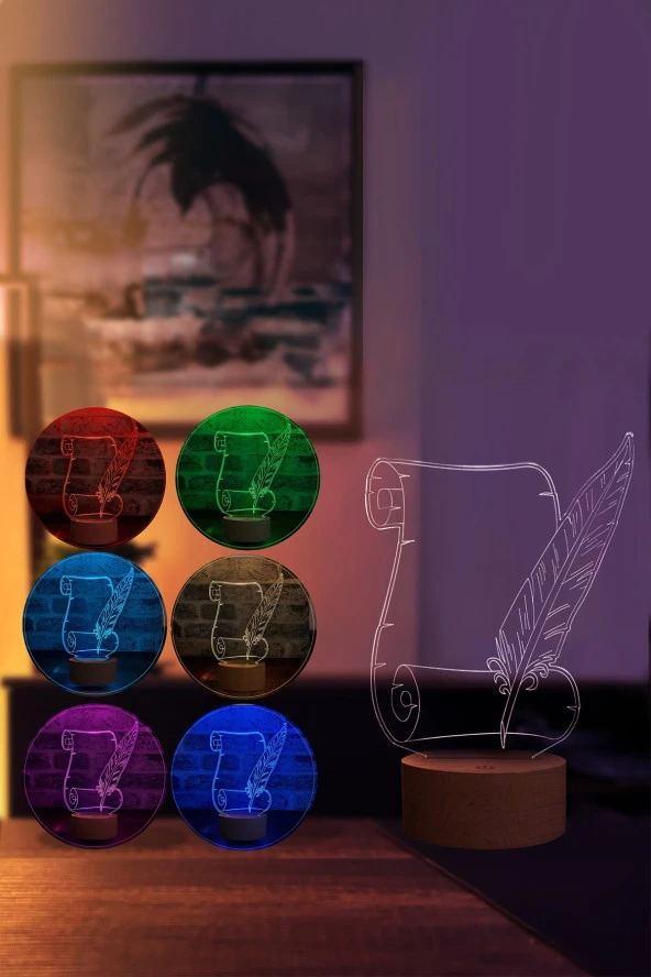 BY-LAMP Mektup Led Masa Lambası Ahşap Taban 7 Farklı Işık Renkli Gece Lambası Hediye Dekoratif Aydınlatma - Resim 2