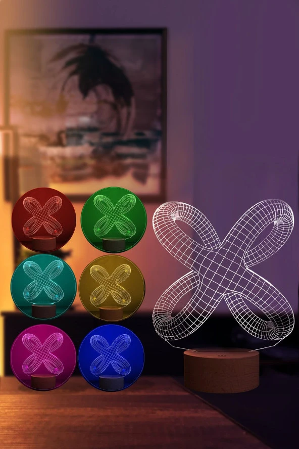 BY-LAMP Ahtapot Figürlü Dekoratif Hediye Led Masa Lambası | 7 Işık Rengi | Ahşap Taban - Resim 2