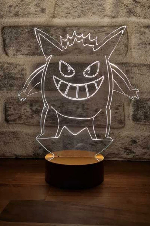 BY-LAMP Gengar Led Masa Lambası Ahşap Taban 7 Farklı Işık Renkli Gece Lambası Pokemon Dekoratif Aydınlatma ürün görseli 1