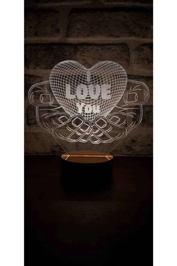 BY-LAMP Sevgiliye Led Masa Lambası Ahşap Taban 7 Farklı Işık Renkli Gece Lambası Hediye Dekoratif Aydınlatma ürün görseli 1