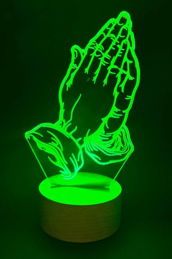 BY-LAMP Dua Figürlü Dekoratif Hediye Led Masa Lambası | 7 Işık Rengi | Ahşap Taban