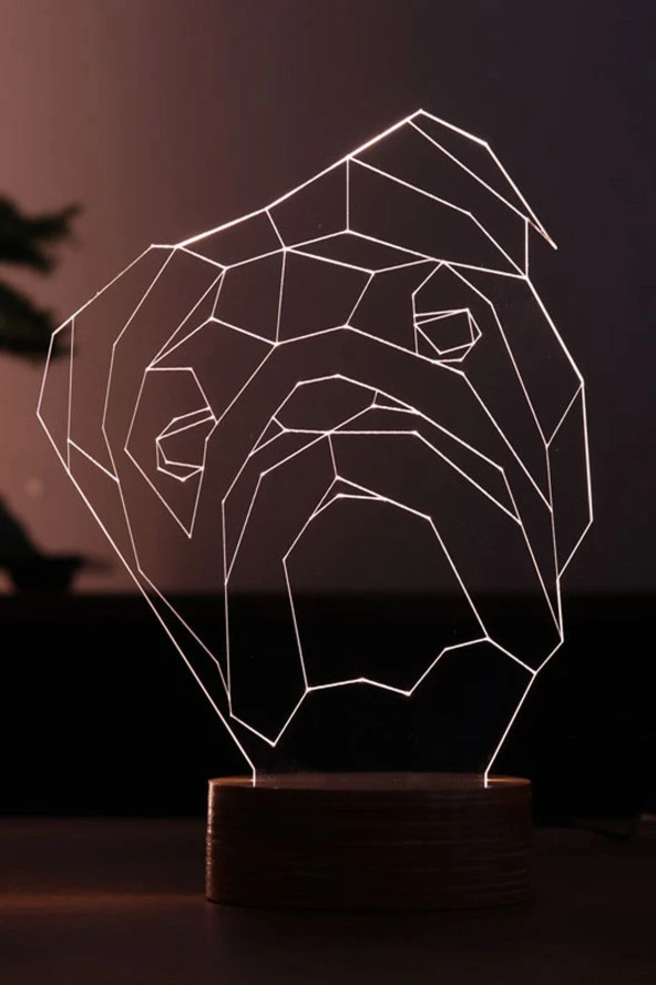 BY-LAMP Köpek Figürlü Dekoratif Hediye Led Masa Lambası | 7 Işık Rengi | Ahşap Taban ürün görseli 1