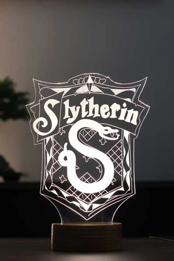 BY-LAMP Harry Potter Slytherin Figürlü Dekoratif Hediye Led Masa Lambası | 7 Işık Rengi | Ahşap Taban ürün görseli 1