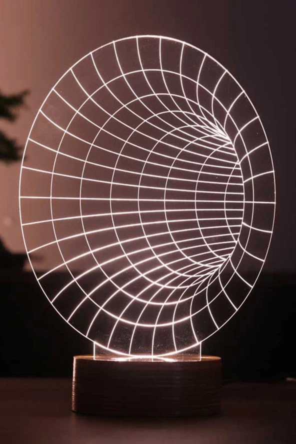 BY-LAMP Black Hole Figürlü Dekoratif Hediye Led Masa Lambası | 7 Işık Rengi | Ahşap Taban