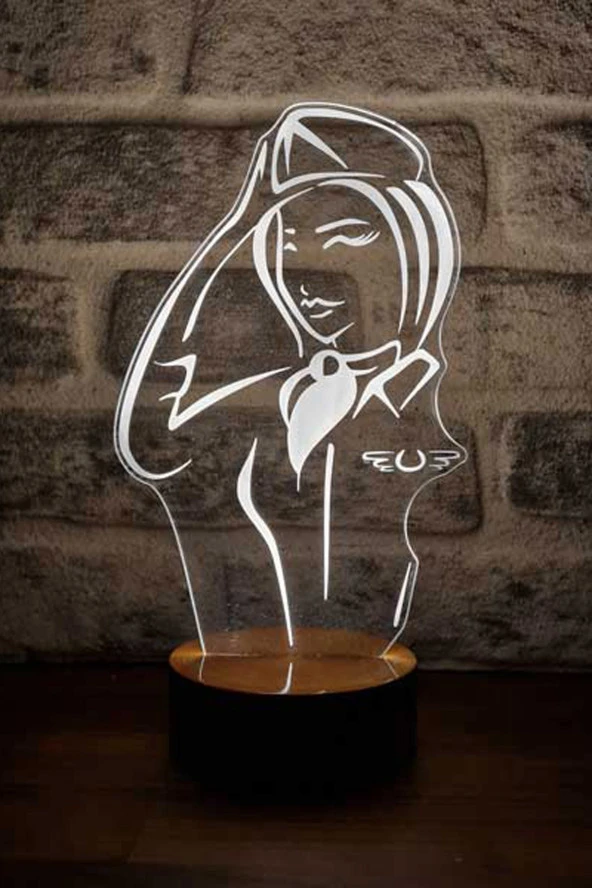 BY-LAMP Hostes Led Masa Lambası Ahşap Taban 7 Farklı Işık Renkli Gece Lambası Hediye Dekoratif Aydınlatma
