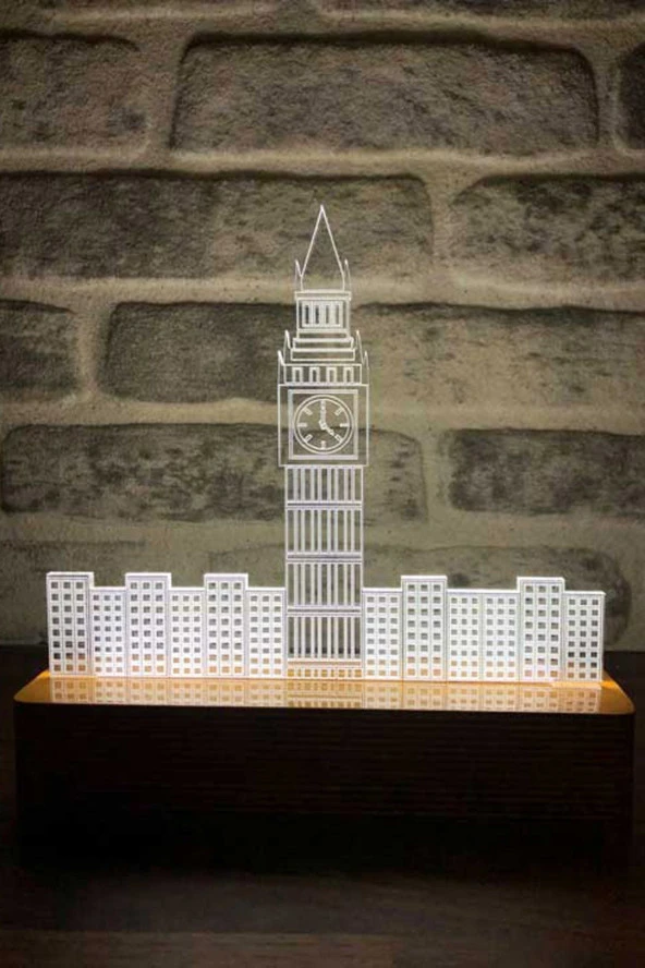 BY-LAMP London Big Ben Led Masa Lambası Ahşap Taban Günışığı Gece Lambası Hediye Dekoratif Aydınlatma