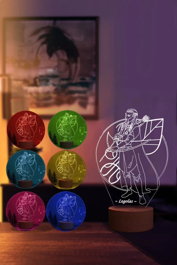 BY-LAMP Legolas Led Masa Lambası Ahşap Taban 7 Farklı Işık Renkli Hediye Dekoratif Aydınlatma - Resim 2