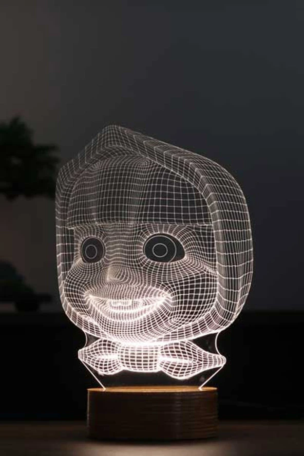 BY-LAMP Maşa Led Masa Lambası Ahşap Taban 7 Farklı Işık Renkli Çocuk Odası Hediye Dekoratif Aydınlatma