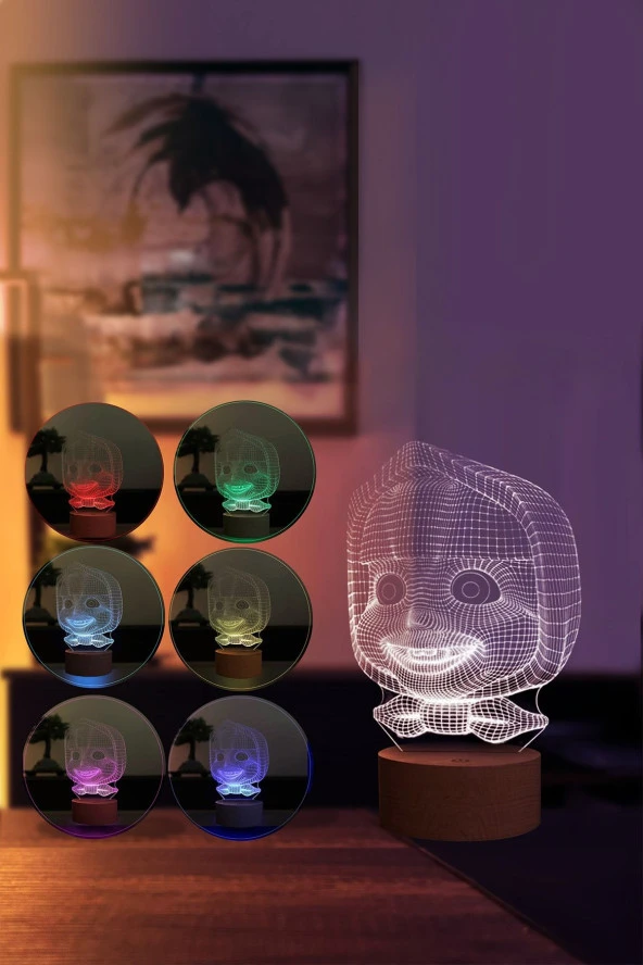 BY-LAMP Maşa Led Masa Lambası Ahşap Taban 7 Farklı Işık Renkli Çocuk Odası Hediye Dekoratif Aydınlatma - 2