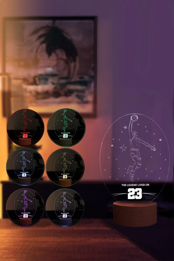 BY-LAMP Michael Jordan Led Masa Lambası 7 Farklı Işık Renkli Basketbol Hediyesi Dekoratif Aydınlatma - Resim 2