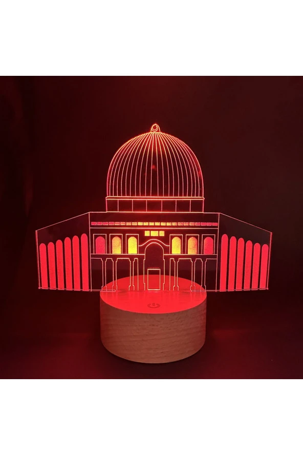 BY-LAMP 3 Boyutlu Kubbet-üs Sahra Figürlü Dekoratif Hediye Led Masa Lambası - Resim 3